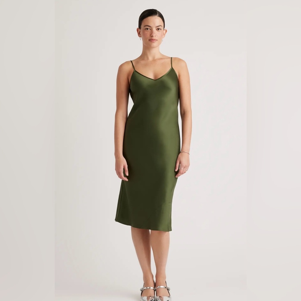 NWT Quince Midi Slip Dress in Basil Green
